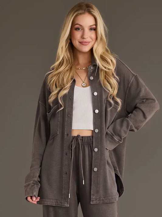 Cocoa Washed Soft Button Up
