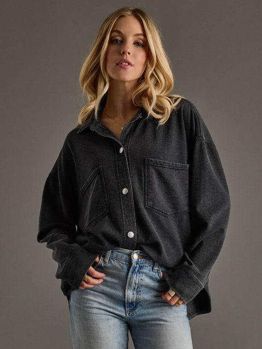 Panache Black Super Soft Button Up - Long Sleeve