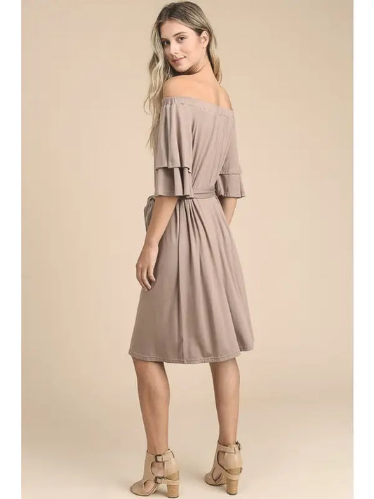 Off Shoulder W/Ruffle Slv W/Front Tie