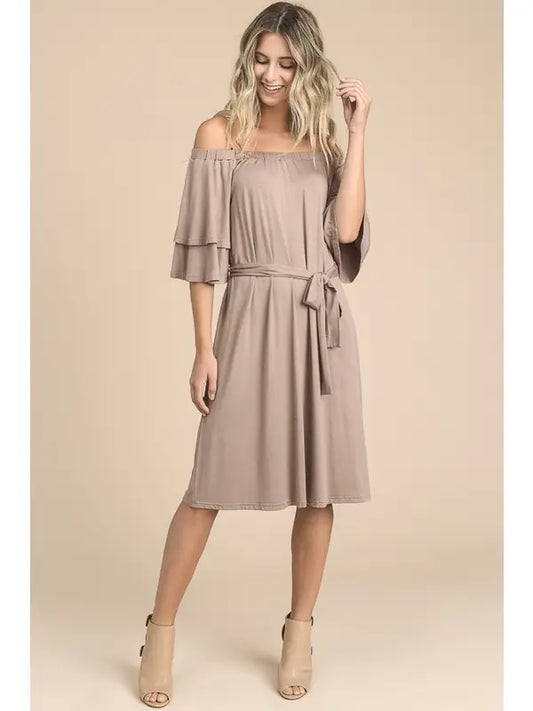 Off Shoulder W/Ruffle Slv W/Front Tie