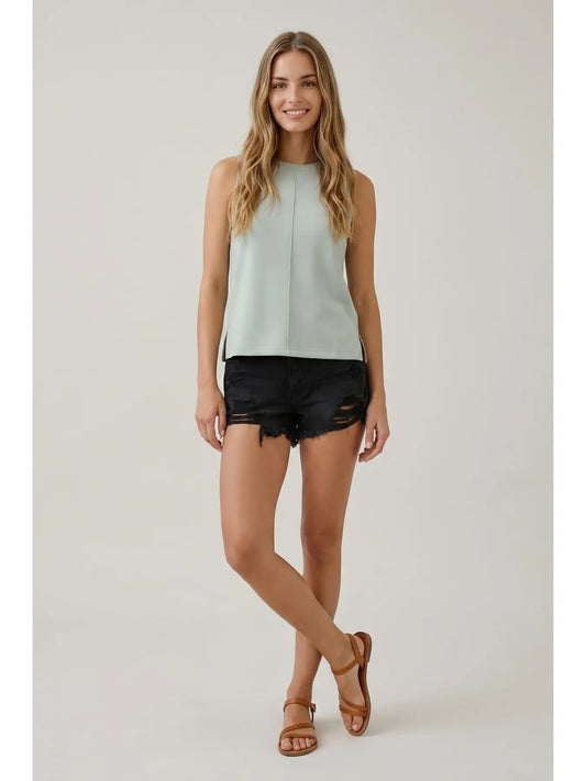 Buttery Soft Brushed Modal Sleeveless Swing WHITE Top