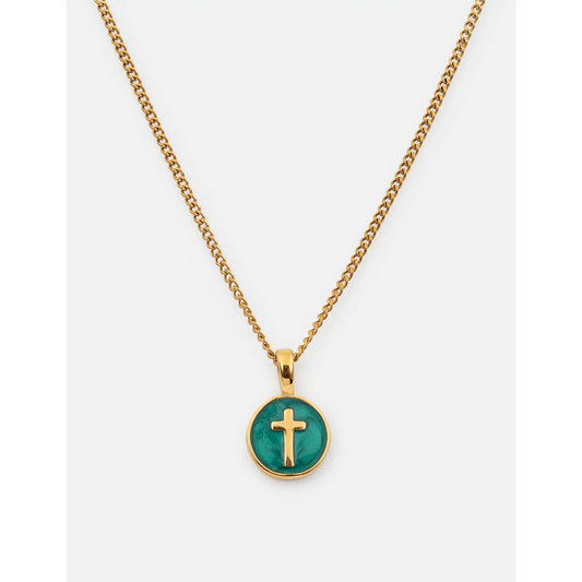 Emerald Agape Cross Pendant Necklace