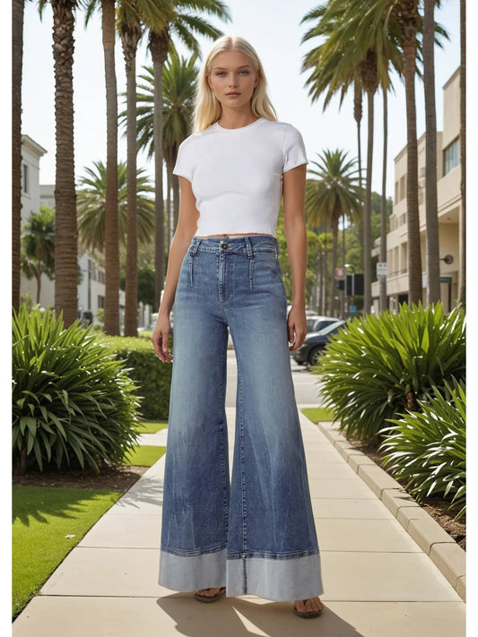 Wisteria Premium Mid Rise Cuffed Jeans