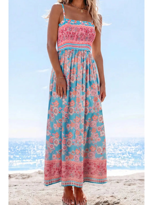 Bohemian Spaghetti Straps Vacation Maxi Dress