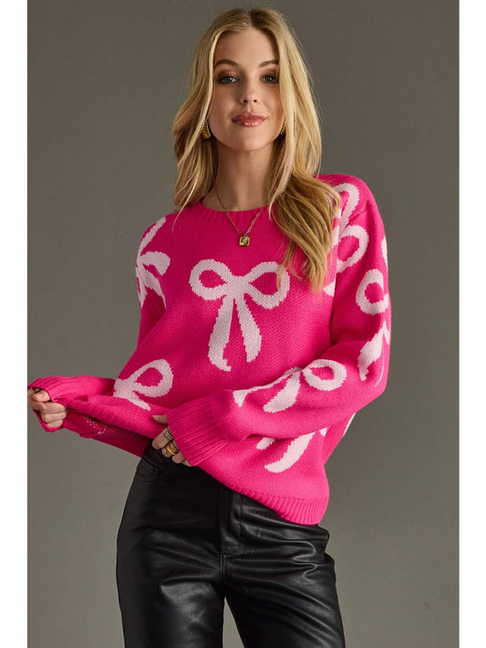 Pink & Light Pink Bow Sweater