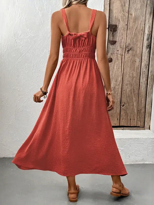 Women’S Solid Color Spaghetti Strap Midi Dress