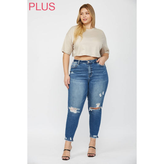 High Rise Crop Skinny with Step Hem PLUS