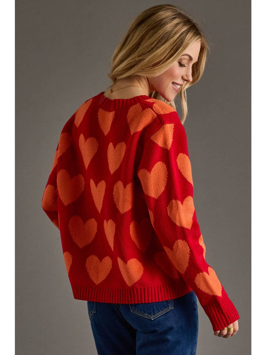 Red & Orange Heart Sweater