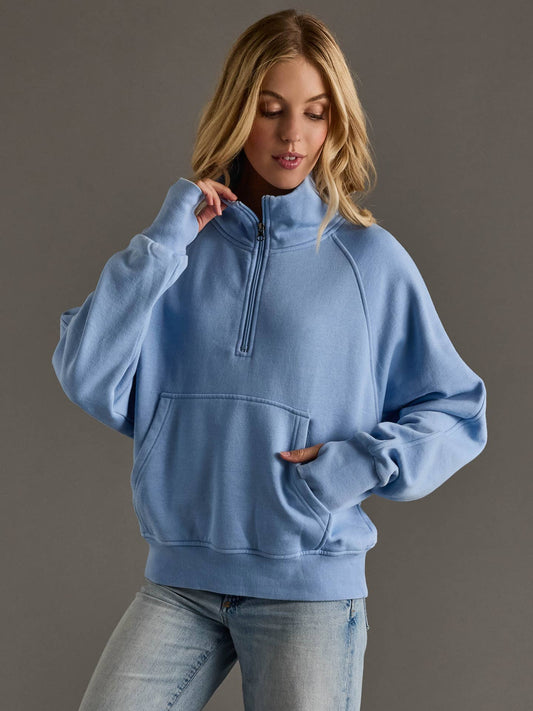 Light Blue Quarter Zip Sweatshirt