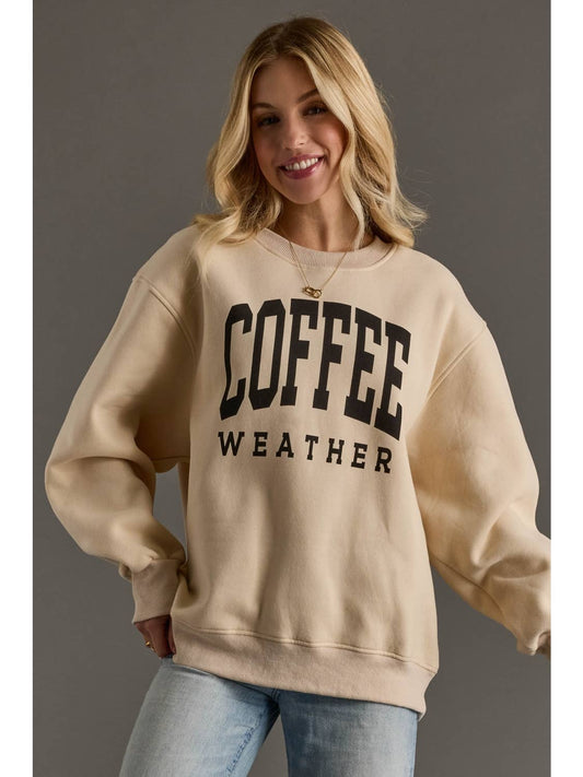 Coffee Weather Sweatshirt Tan