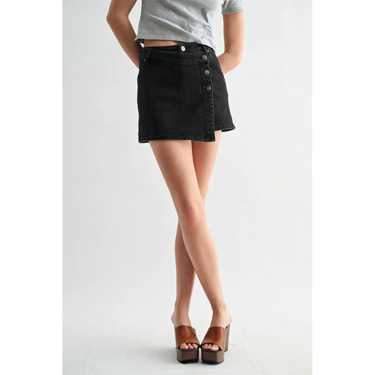 High Rise Wrap Mini Skirt
