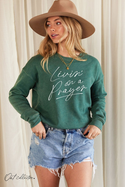 Livin' On A Prayer Mineral Graphic Sweatshirt