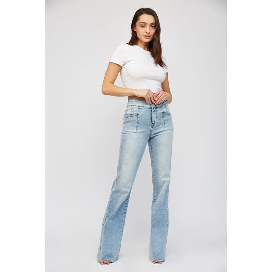 Super High Rise Relaxed Flare with Double Button