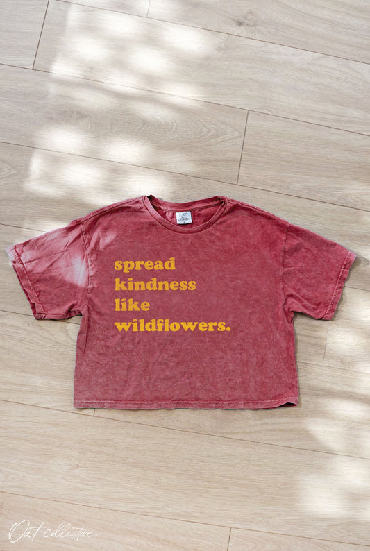 Spread Kindness Cropped Mineral Graphic Top Cardinal