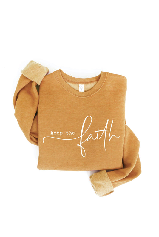 Keep the Faith Graphic Sweatshirt HEATHER MUSTARD