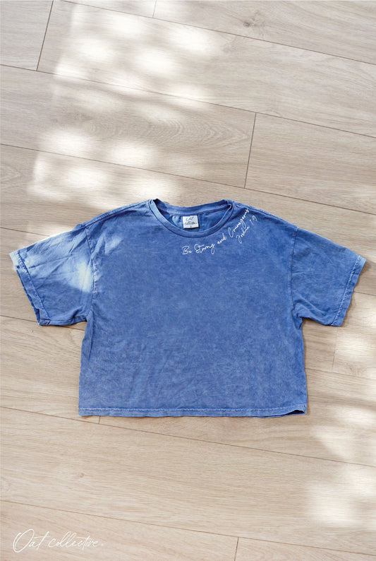 Be Strong Cropped Mineral Graphic Top